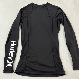 Hurley Women's Black Long-Sleeve Rash Guard Top XXS-XS